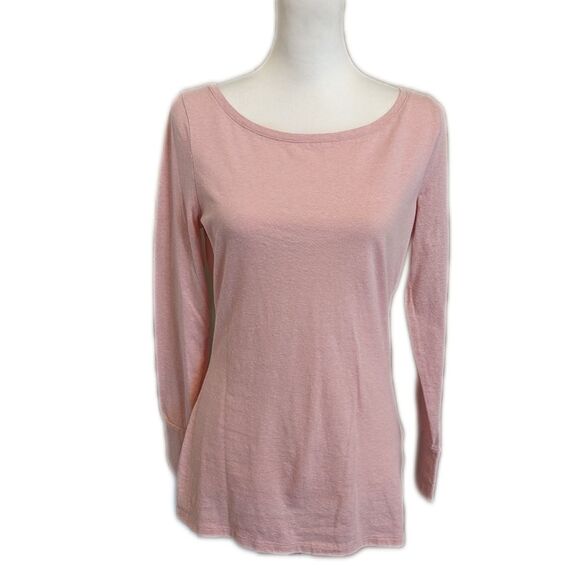 Bongo soft pink long sleeve tee t-shirt, cotton/poly blend, scoop neck L - Picture 1 of 5